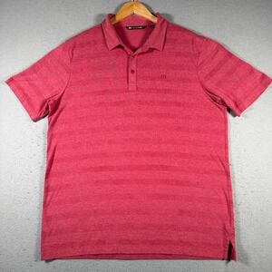 Travis Mathew Mens Red Striped Performance Golf Polo Shirt Short Sleeve Size XL